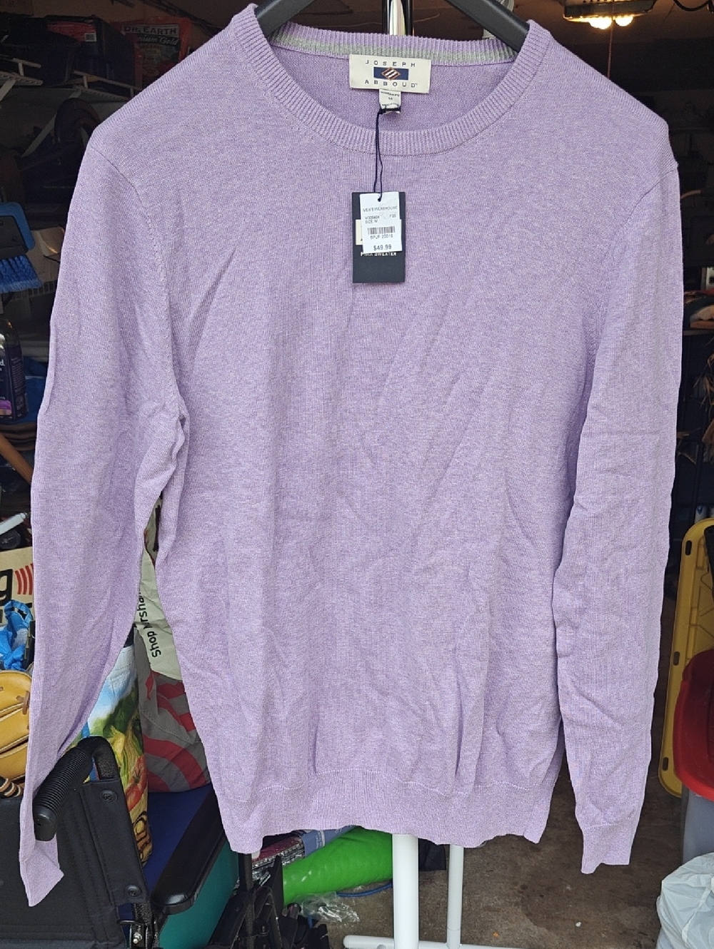 Joseph Abboud Men's Lavender Crewneck Knit Sweater